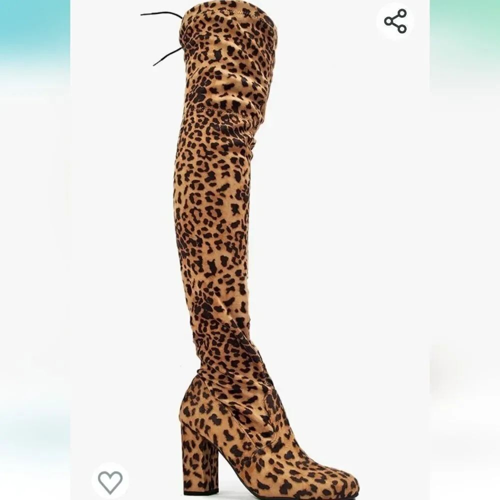 BRAND NEW WILD DIVA LOUNGS ANIMAL PRINT POINTED TOE TALL BOOT - Picture 13 of 16